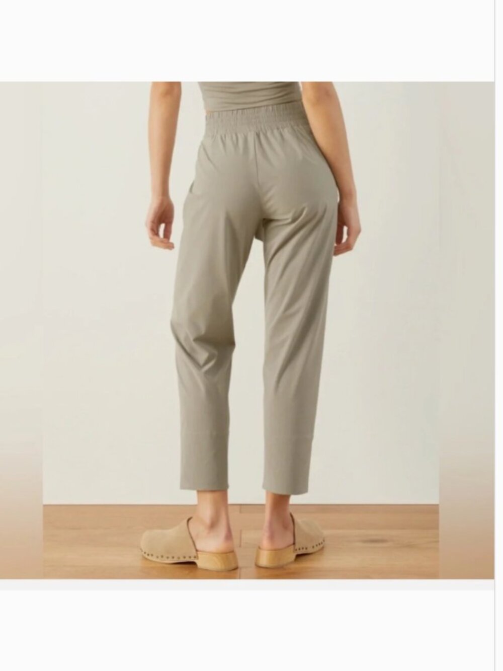 ADAY Easy Days Pants | Khaki Green Tie Waist Cropped Pants | Size Medium - Picture 3 of 7